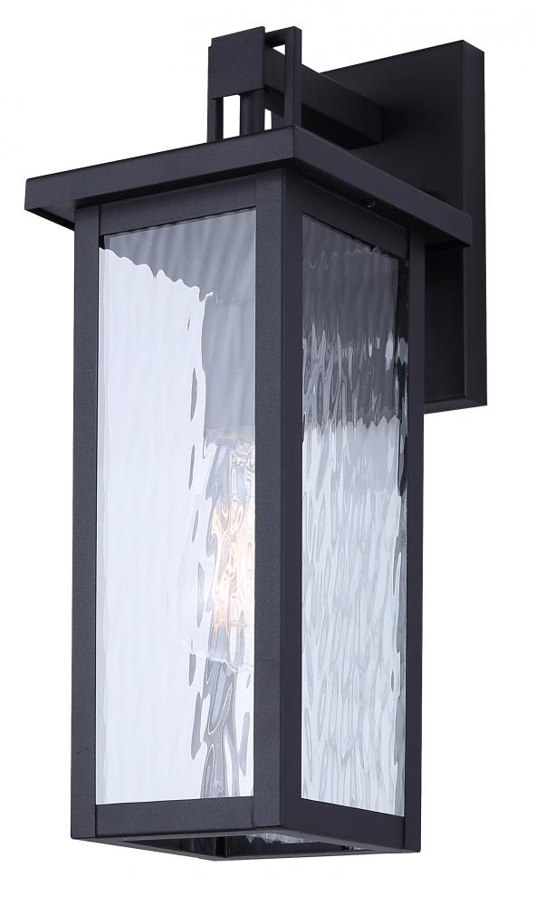 Shana Black Outdoor Wall Lantern with Watermark Glass for Patio, Entryway and Garden