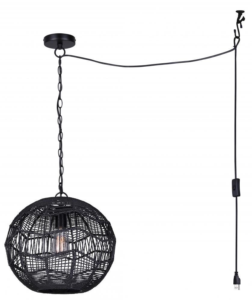 Valence 1 Light Black Cord Pendant