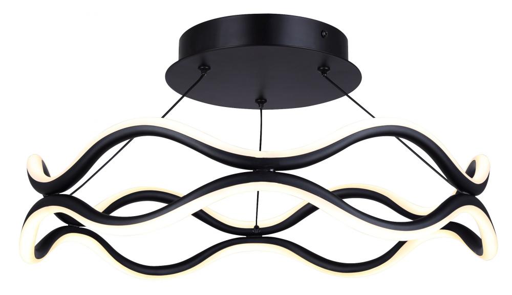 CASTRA 17 inch Matte Black Modern Semi Flush Ceiling Light with Integrated LED for Dining Rooms