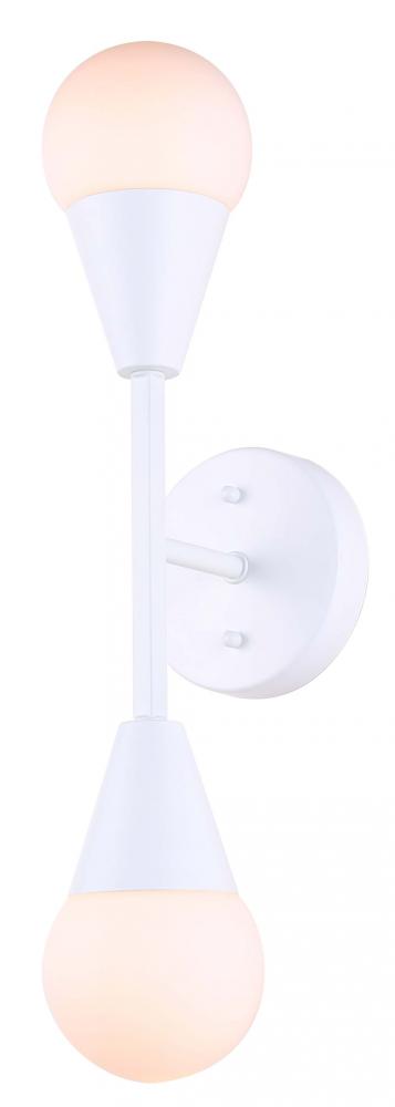 ARLOWE, IWF1125A02WH9, MWH Color, 2 Lt Wall Fixture, Flat Opal Glass, 40W Type G9