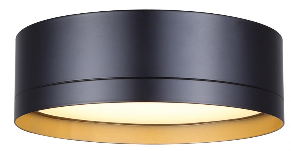 KYRIE 11.75 in. Integrated LED Black and Gold Modern Flush Mount Ceiling Light with Metal Shade