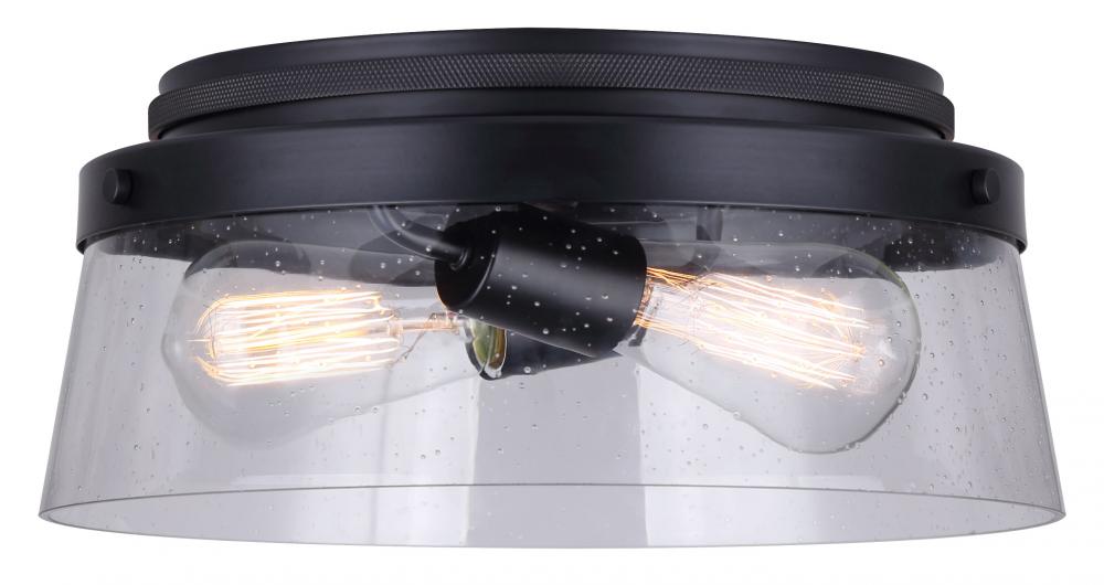 DECLAN, IFM1097A13BK, MBK Color, 2 Lt Flushmount, Seeded Glass, 60W Type A