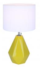 Canarm ITL2130B25MY - Persei 1 Light Table Lamp with Vibrant Yellow and Chrome Finish and White Shade