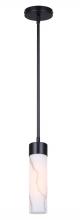 Canarm IPL1153A01BK - KRISTELLA 60-Watt 1 Light Black Modern Pendant with Grey Marbled Glass Shade for Kitchens