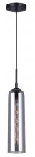 Canarm IPL740B01BK - Eloise 60-Watt 1 Light Matte Black Industrial Pendant with Smoked Glass Shade