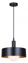 Canarm IPL1150A01BK - DAYLON 60-Watt 1 Light Matte Black Pendant with Frosted Glass Shade for Living Areas