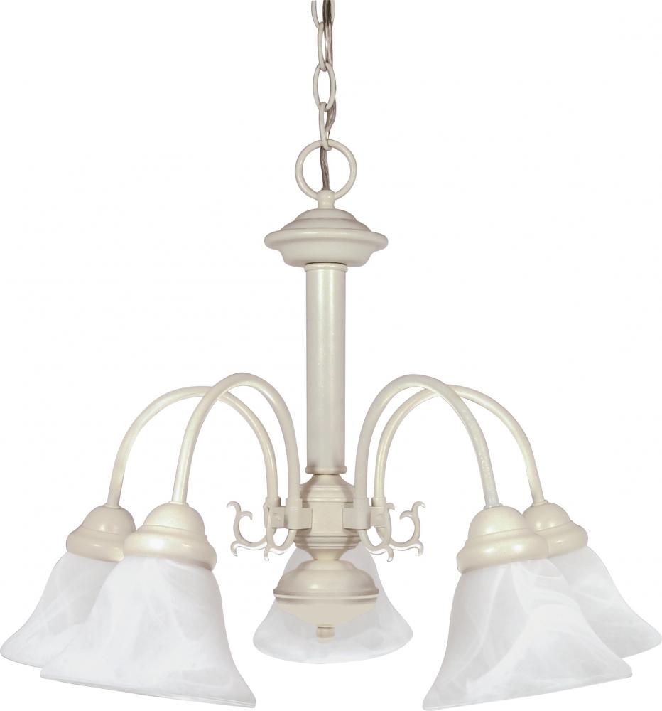 Ballerina - 5 Light Chandelier with Alabaster Glass - Textured White Finish
