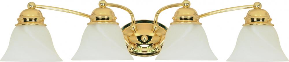 Empire - 4 Light 29" Vanity with Alabaster Glass - Polished Brass Finish