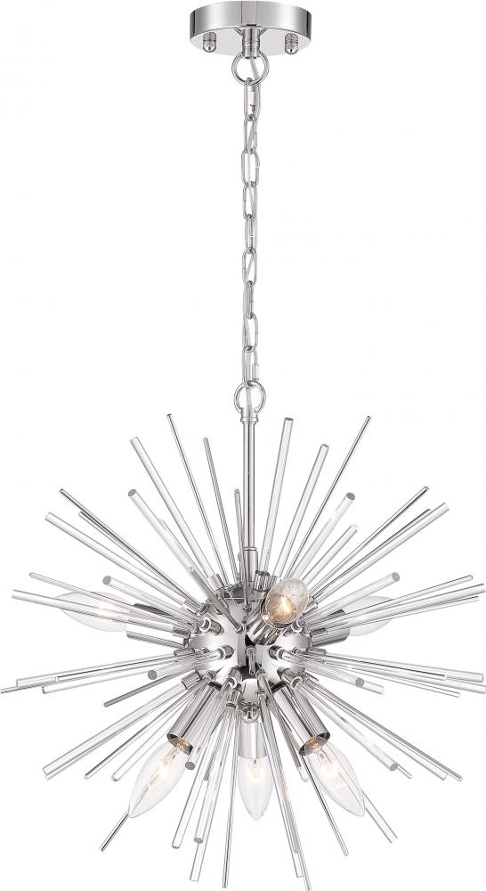 Cirrus - 8 Light Chandelier - with Glass Rods - Polished Nickel Finish