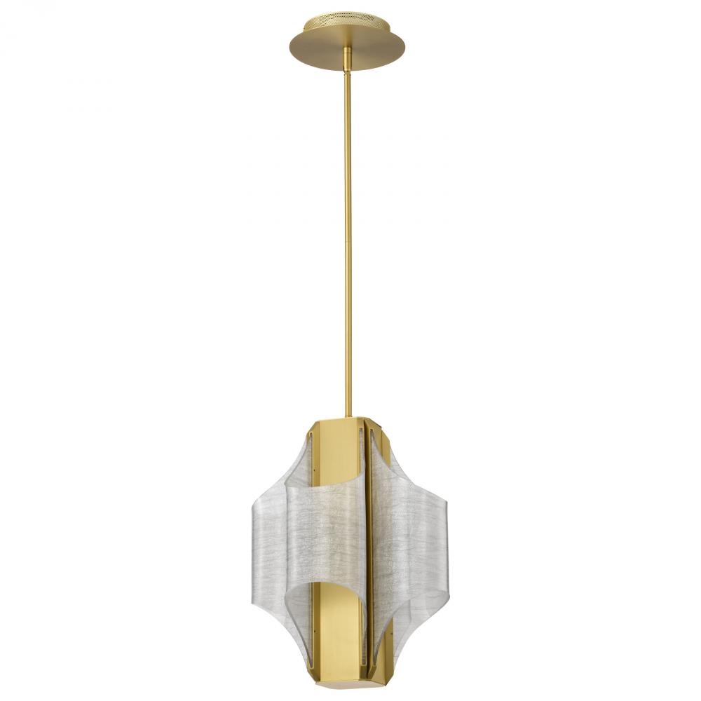 Idris; LED 4 Light Pendant; Vintage Brass Finish; Light Guide Panels