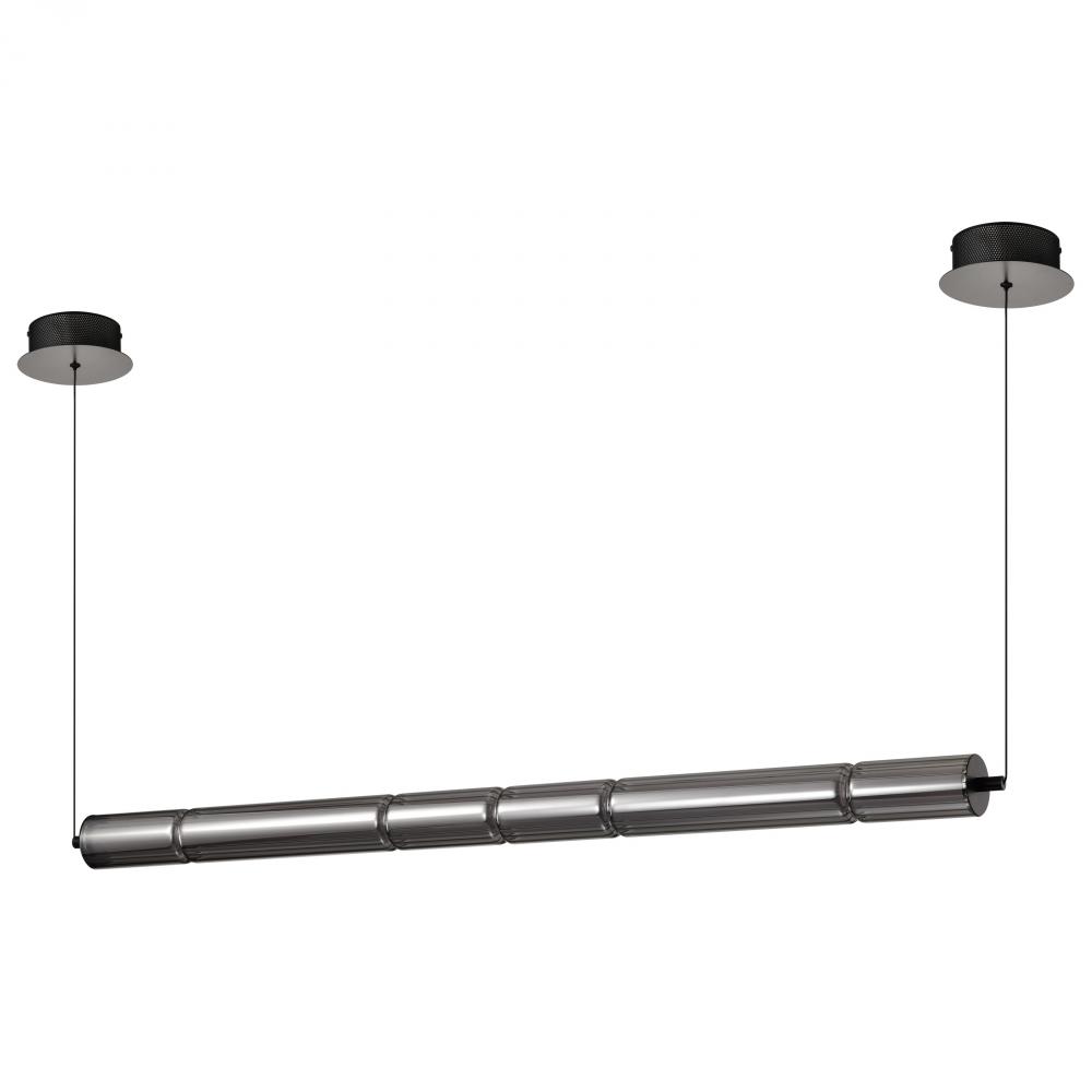Evander; LED 48 Inch Island Pendant; Matte Black Finish; Smoked Glass