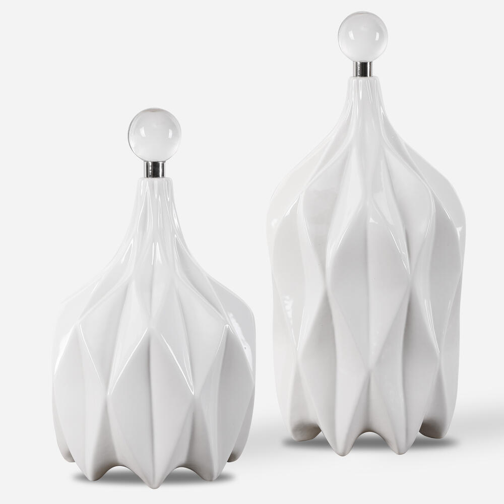 Uttermost Klara White Bottles Set/2