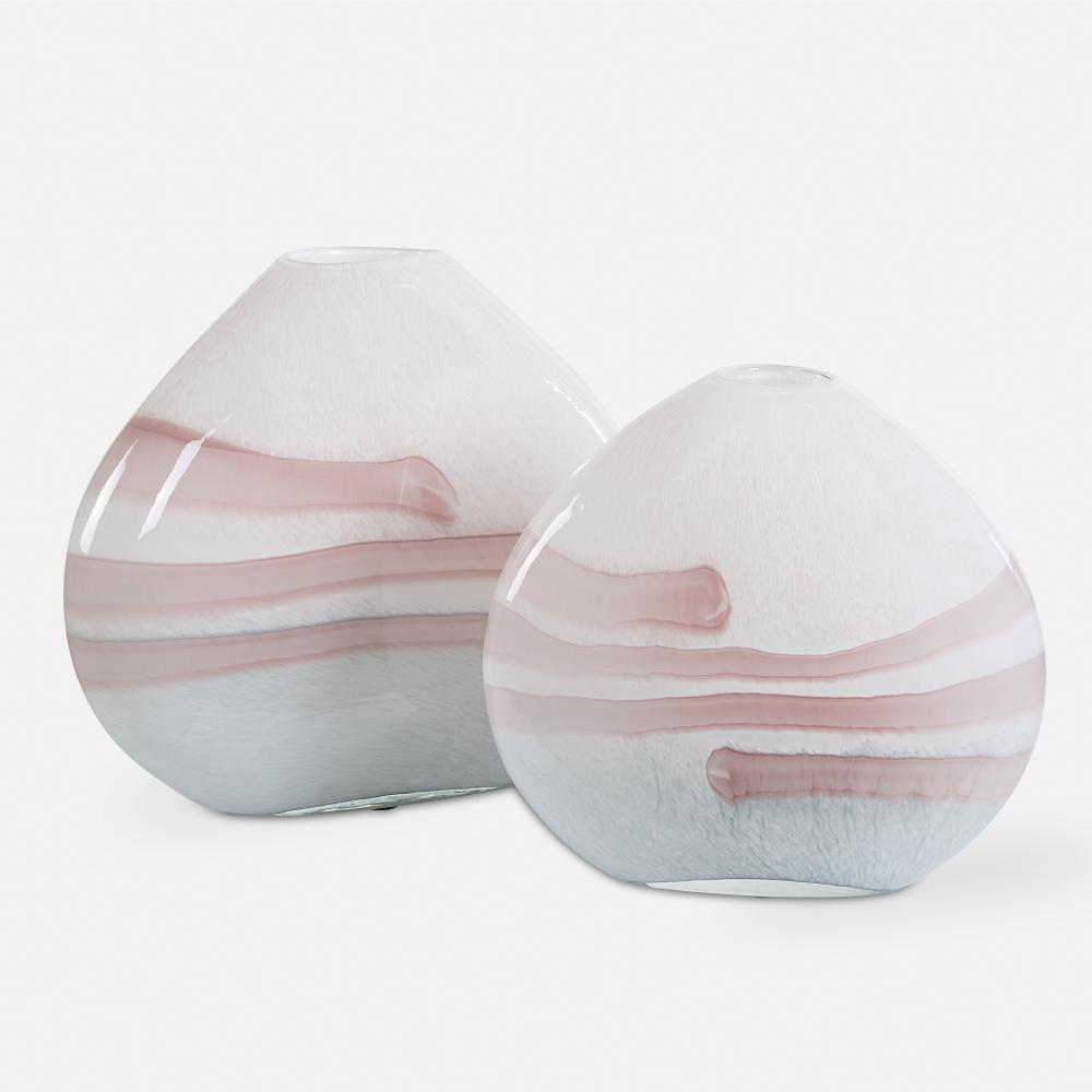 Uttermost Blush Swirl Glass Vases Set/2