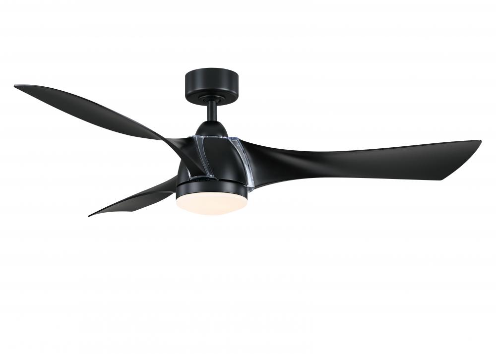 Klear 56 inch Indoor/Outdoor Ceiling Fan with LED CCT Select Light Kit - Black with Black blades