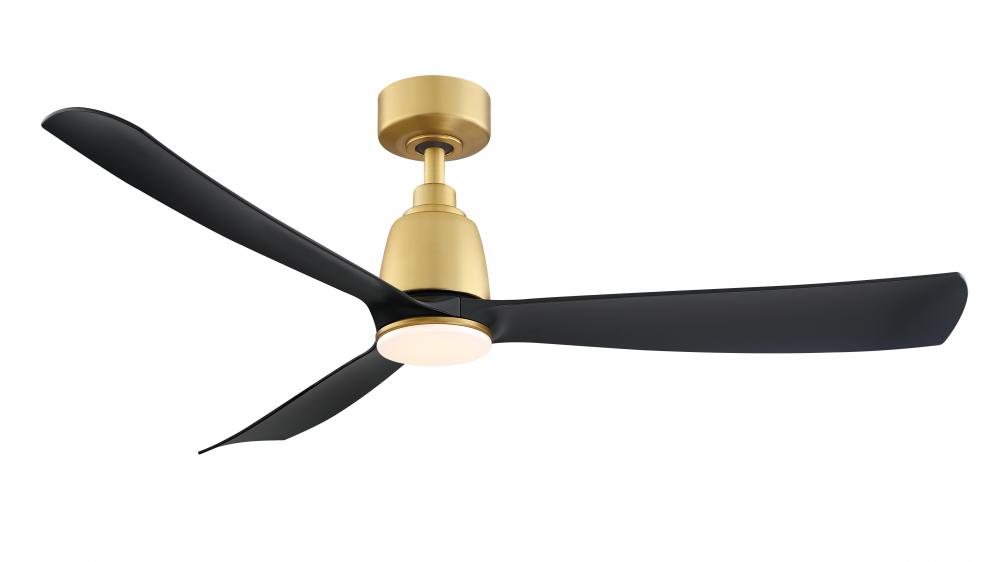 Kute 52 inch Indoor/Outdoor Ceiling Fan - Brushed Satin Brass with Black blades